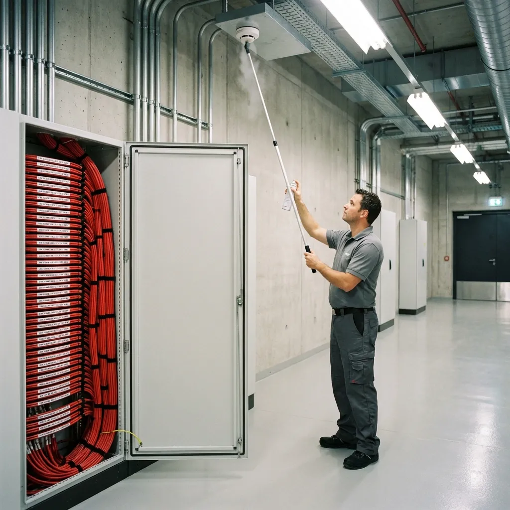 Elementos de prueba y cableado resistente al fuego Cofem para mantenimiento y fiabilidad de sistemas de detección y alarma PCI.